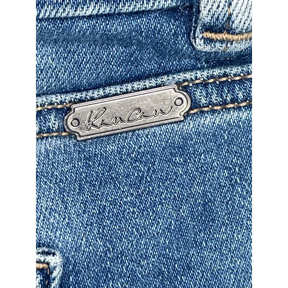 KanCan Signature Mid-Rise Distressed Denim Bermuda Shorts Blue Women Size 31